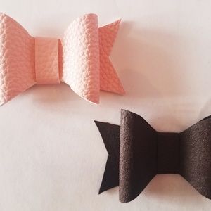 Blush and Dark Brown Bow Set